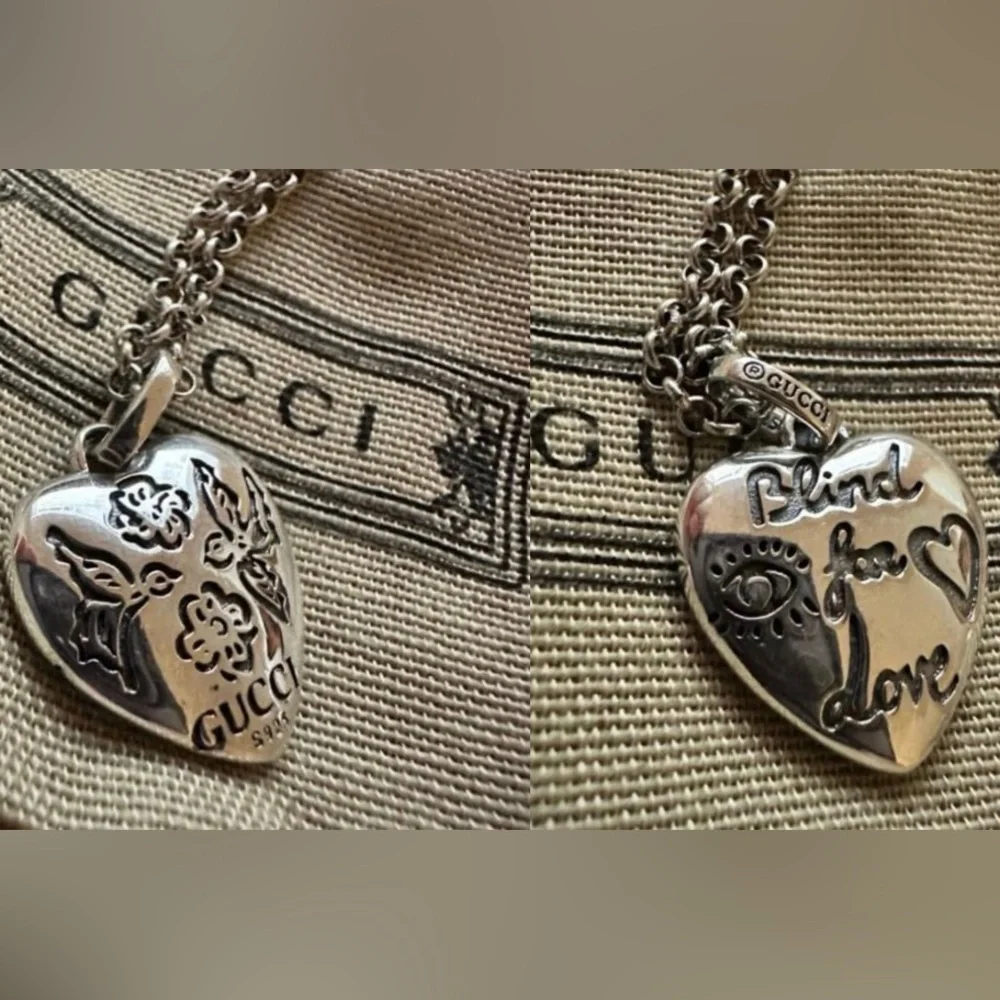 𝙶𝚞𝚌𝚌𝚒 𝚁𝚊𝚛𝚎 𝙱𝚕𝚒𝚗𝚍 𝚏𝚘𝚛 𝙻𝚘𝚟𝚎 𝙱𝚒𝚛𝚍 𝙵𝚕𝚘𝚠𝚎𝚛 𝙴𝚢𝚎 𝚂𝚝𝚎𝚛𝚕𝚒𝚗𝚐 𝚂𝚒𝚕𝚟𝚎𝚛 𝙷𝚎𝚊𝚛𝚝 𝙽𝚎𝚌𝚔𝚕𝚊𝚌𝚎 - Picture 2 of 6